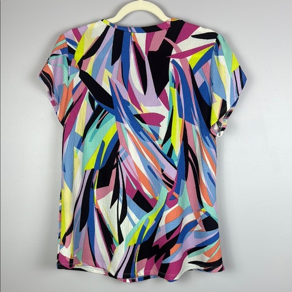 Pure Essence Urbanology Inc. Puff Sleeve Multicoloured Graphic Blouse Size Large - Picture 12 of 12